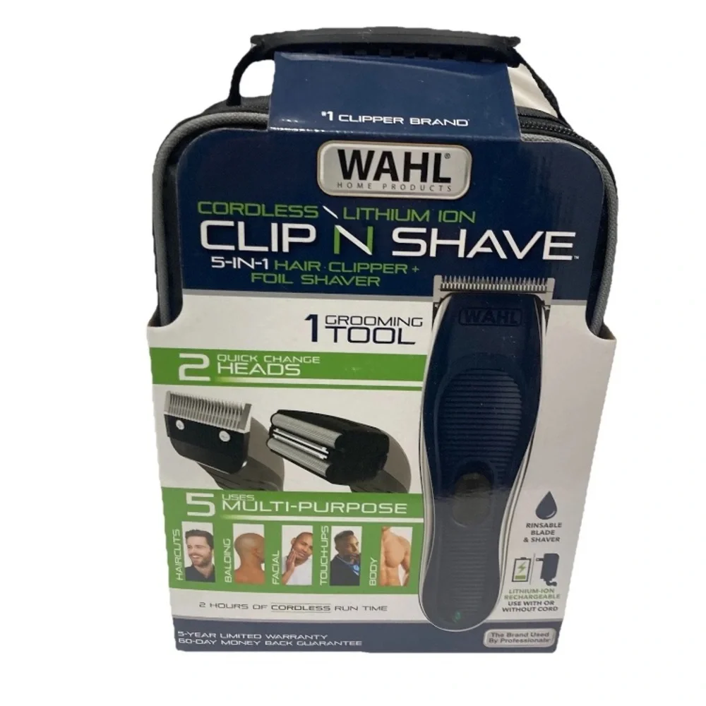Wahl Clip N Shave Cordless Lithium Ion Rechargeable 5 In 1 Attachments New